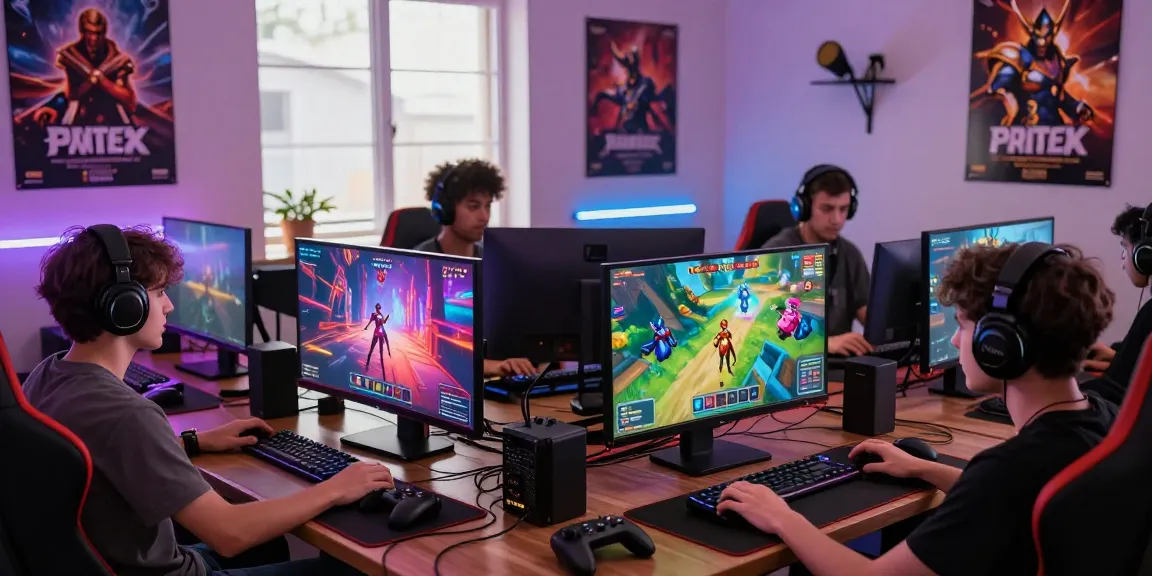 Players enjoying hentaigame experiences in a vibrant gaming room with immersive visuals and cozy atmosphere.