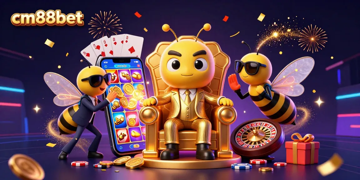 Experience exciting gameplay at cm88bet with vibrant slots and casino elements in a rich 3D illustration.