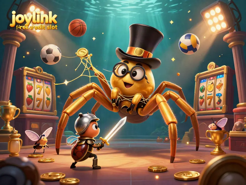 Experience the excitement of joylink free credit slot with a vibrant 3D casino scene featuring unique characters and dynamic game elements.