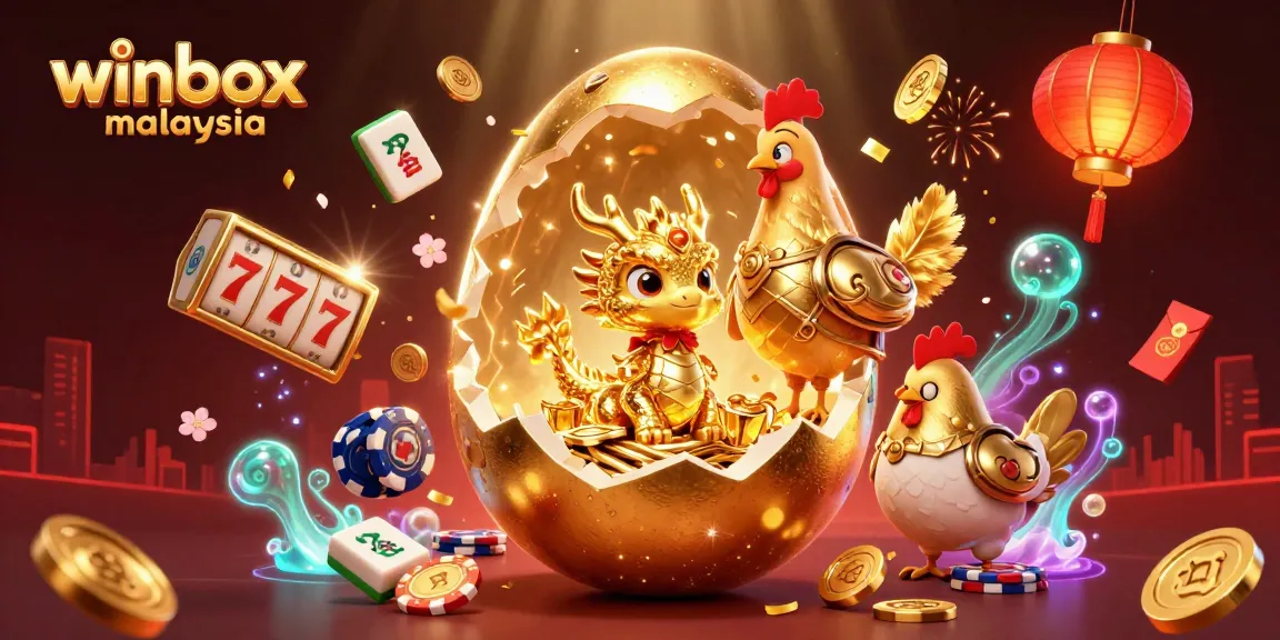 Experience the thrill of winbox malaysia as a golden baby dragon emerges from its egg amidst poker chips, creating excitement.