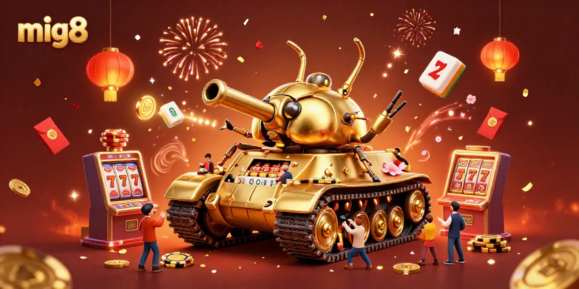 Experience exciting gameplay at mig8 with a magical miniature casino tank, vibrant elements and lucky symbols.